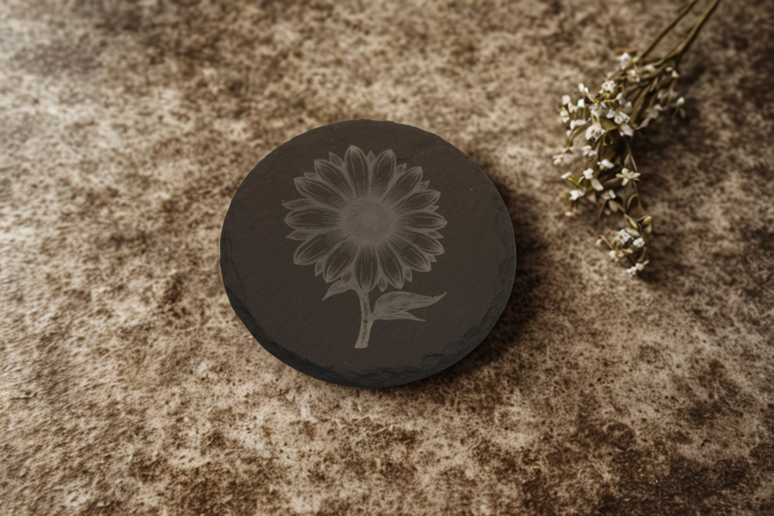 Engraved Slate Coasters Set of 4 - Daisy - Image 6