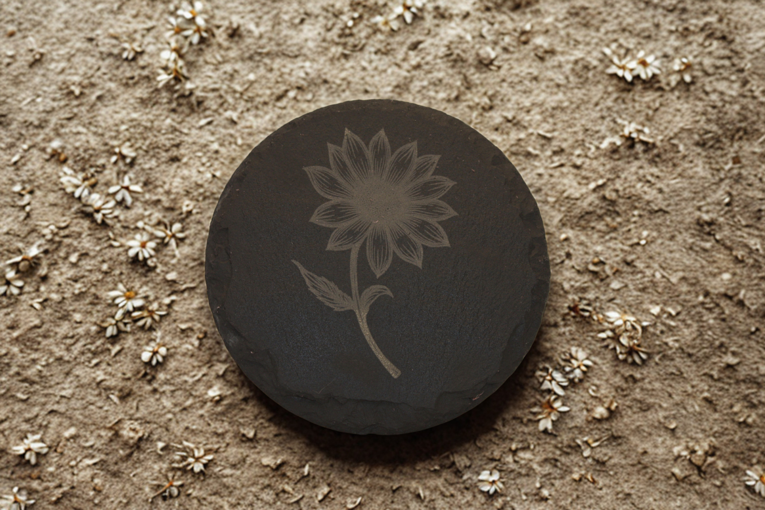 Engraved Slate Coasters Set of 4 - Daisy - Image 4
