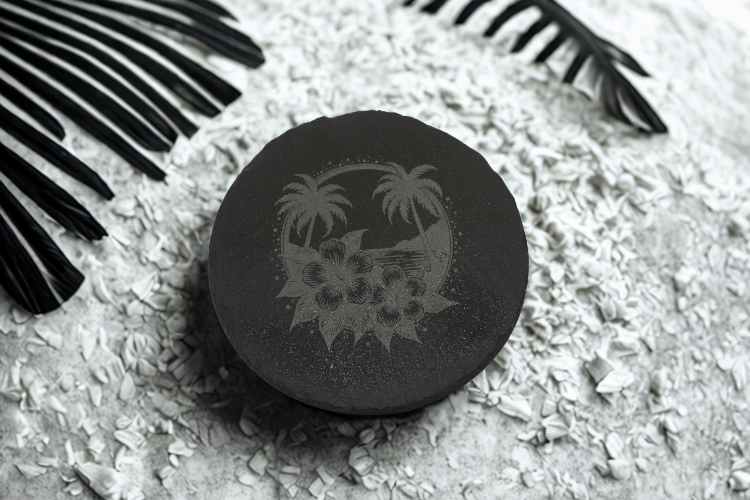 Engraved Slate Coasters Set of 4 - Hibiscus - Image 6