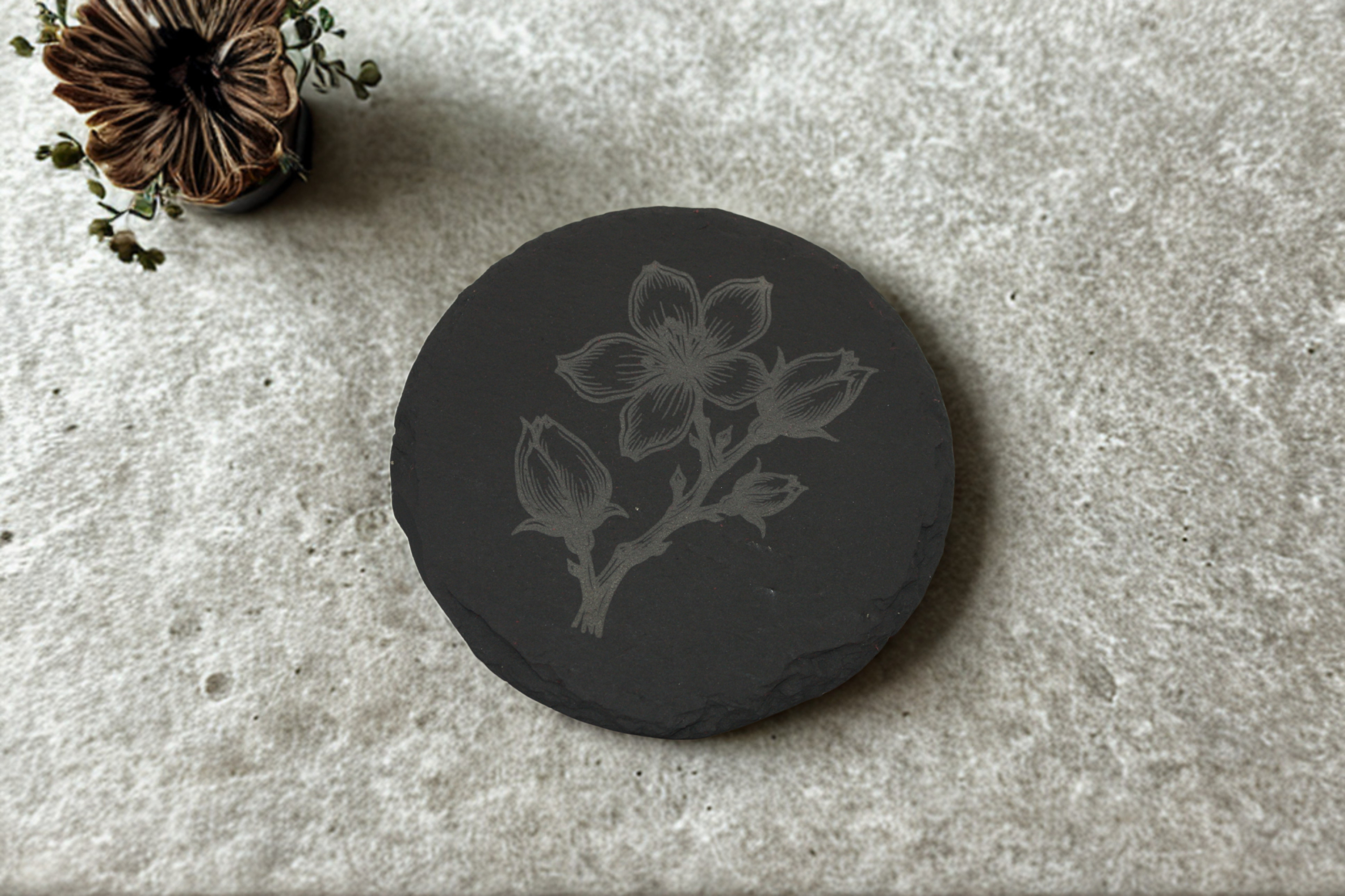 Engraved Slate Coasters Set of 4 - Peace Lily - Image 5