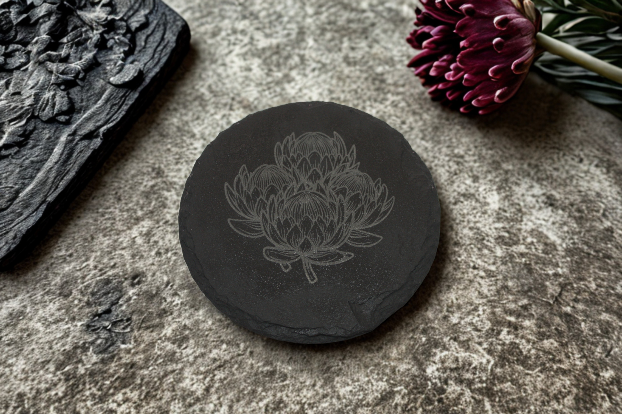 Engraved Slate Coasters Set of 4 - Protea - Image 4