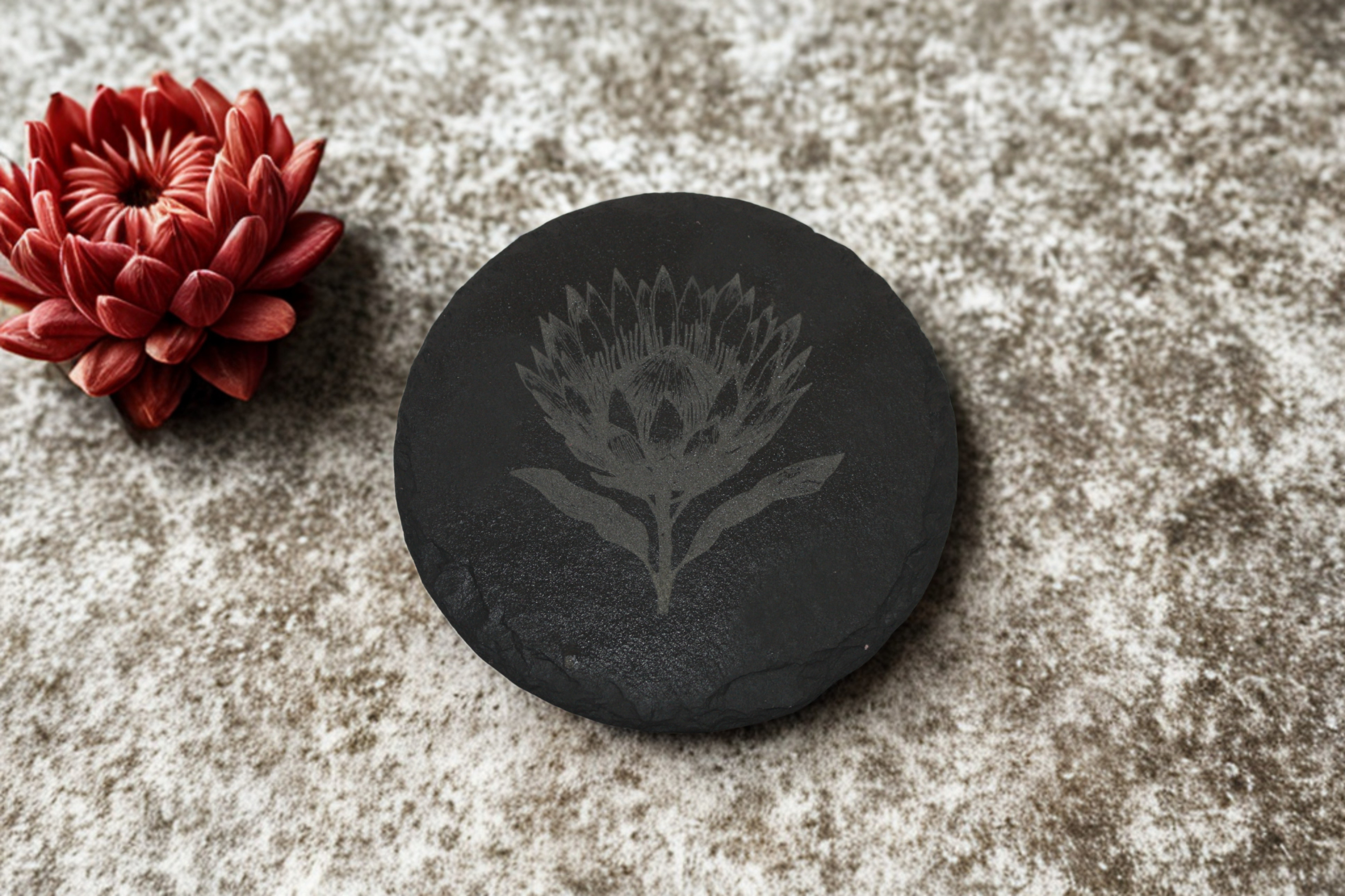 Engraved Slate Coasters Set of 4 - Protea - Image 6
