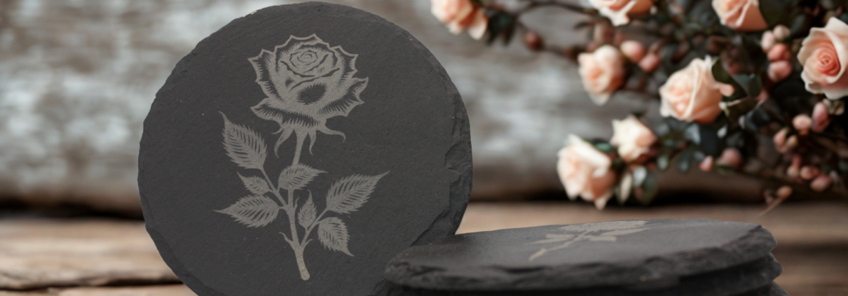 Rose - Slate Coaster