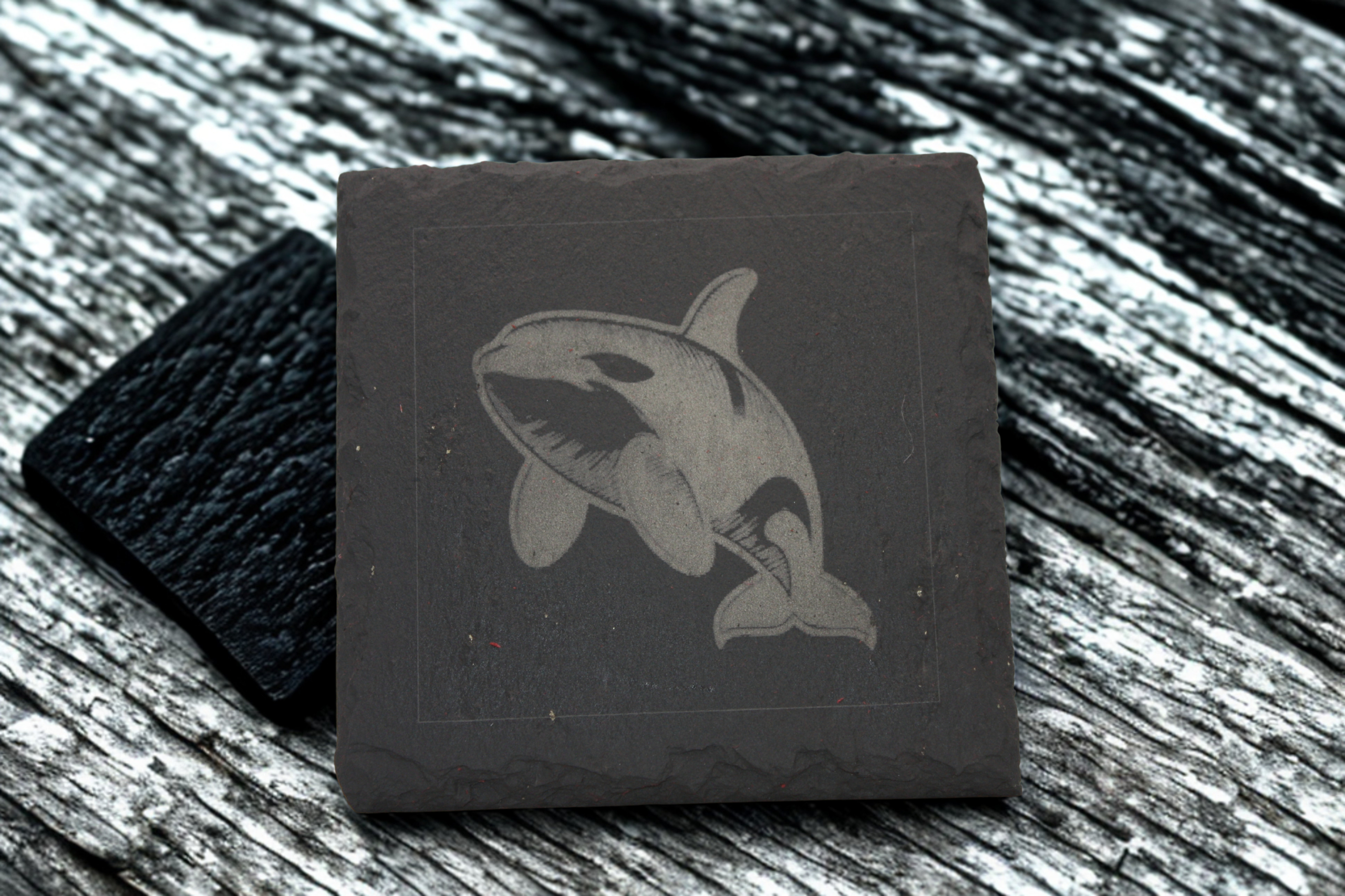 Engraved Slate Coasters Set of 4 - Orca - Image 4