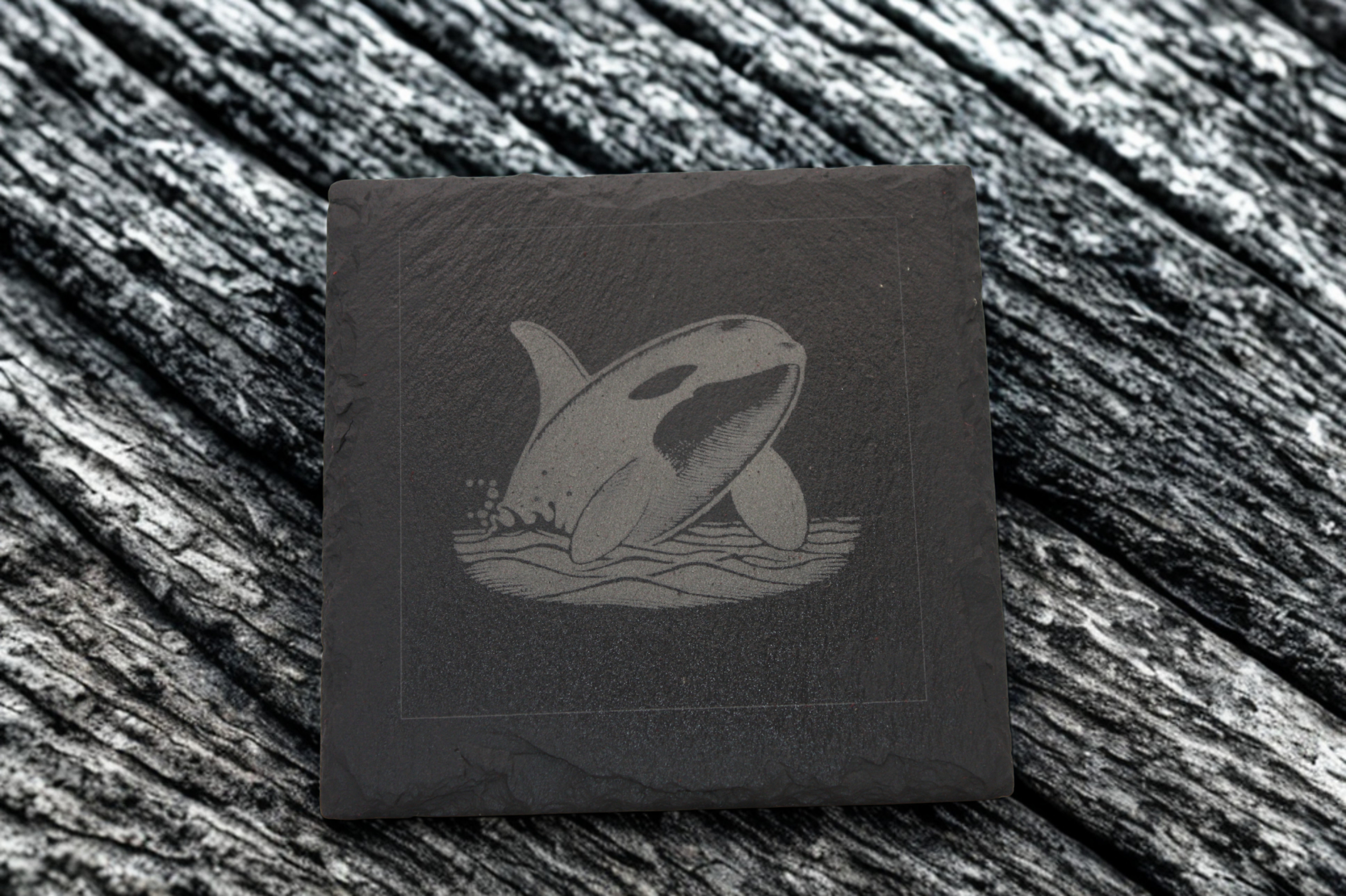 Engraved Slate Coasters Set of 4 - Orca - Image 5