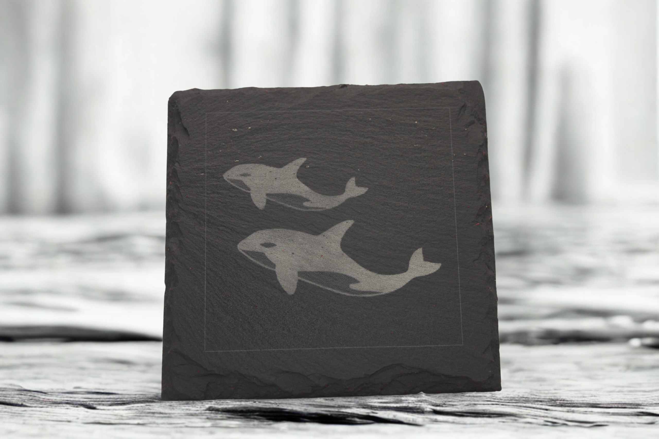 Engraved Slate Coasters Set of 4 - Orca - Image 6