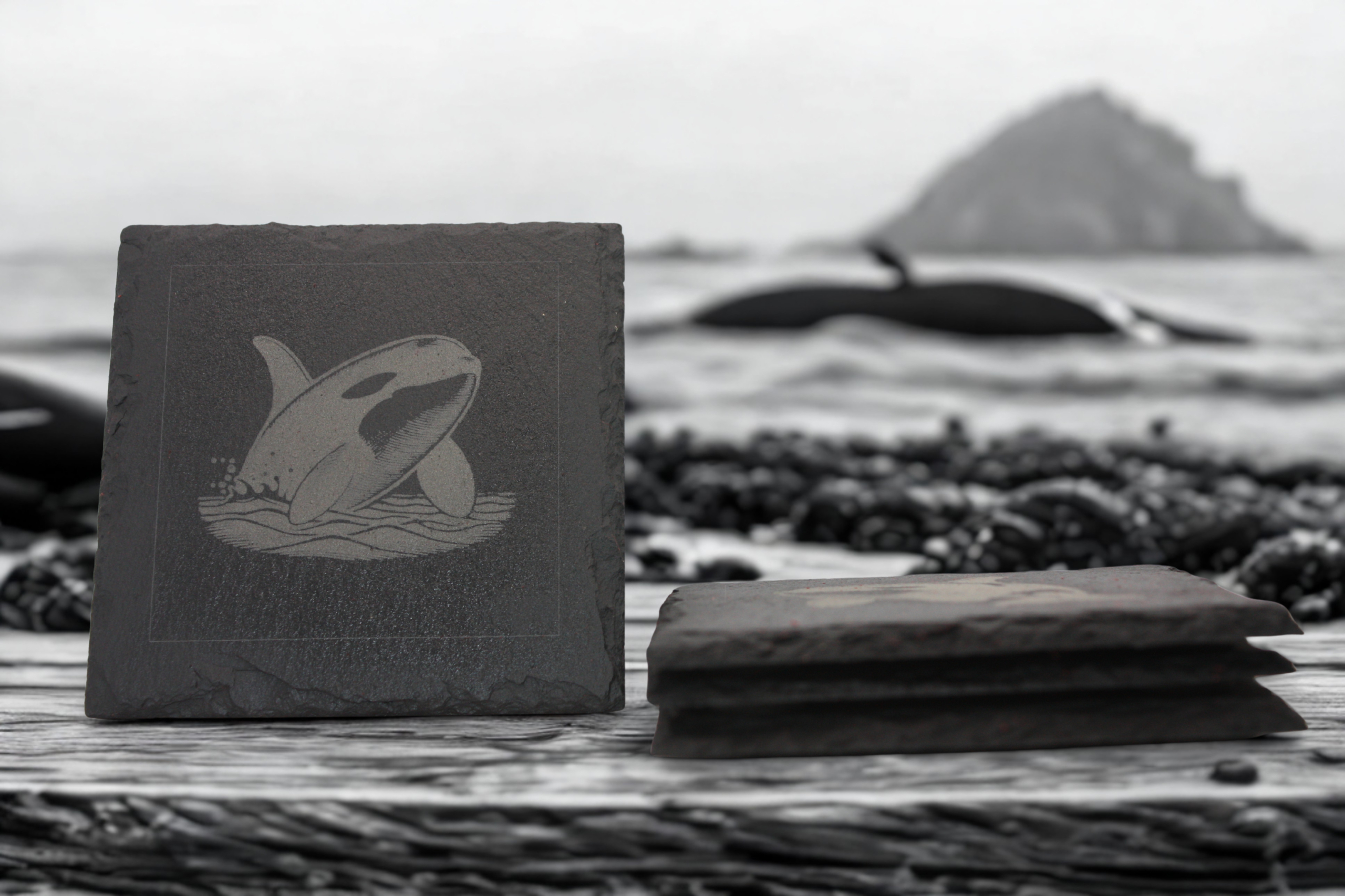 Engraved Slate Coasters Set of 4 - Orca - Image 2