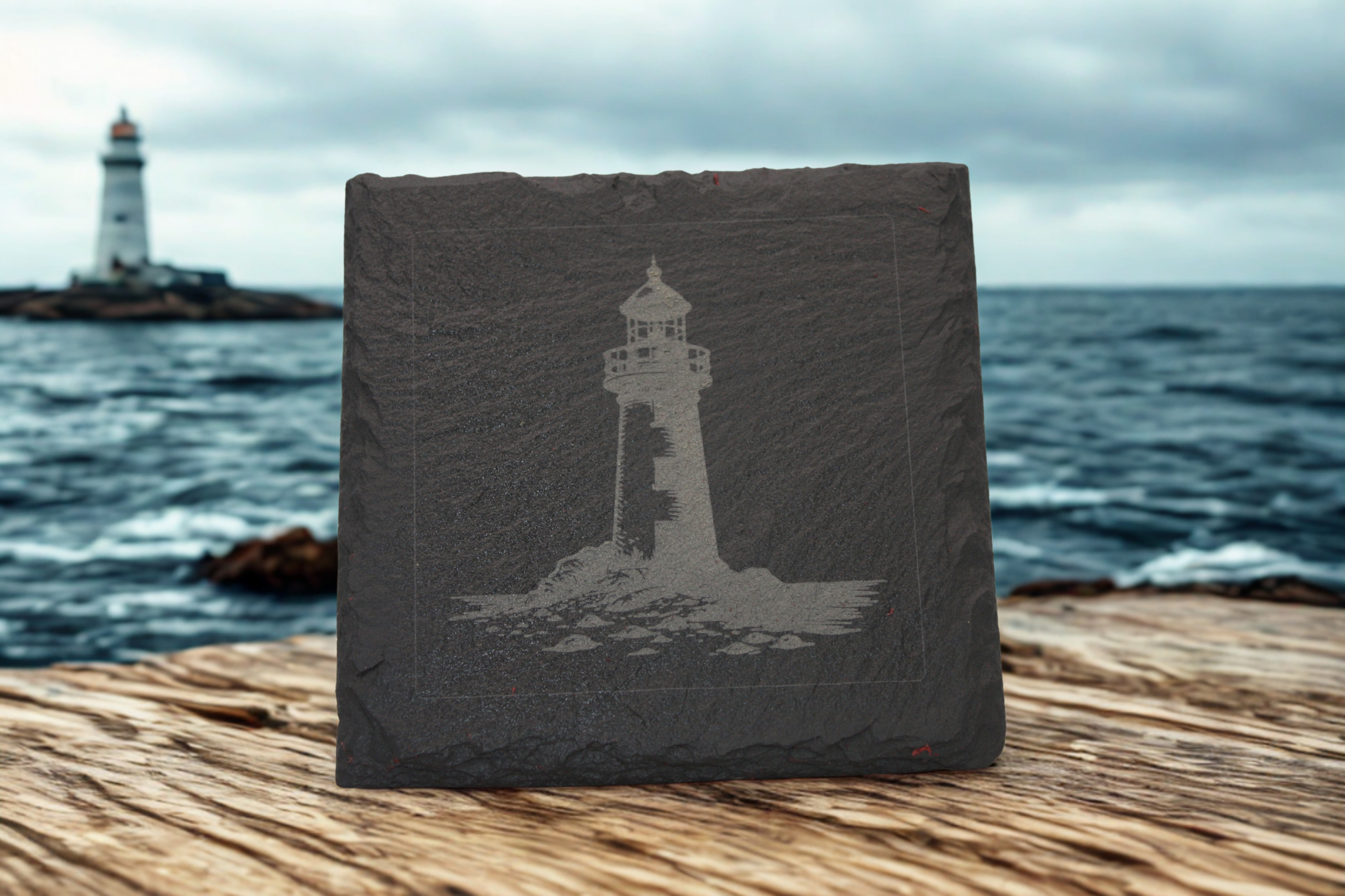 Engraved Slate Coasters Set of 4 - Lighthouse - Image 3