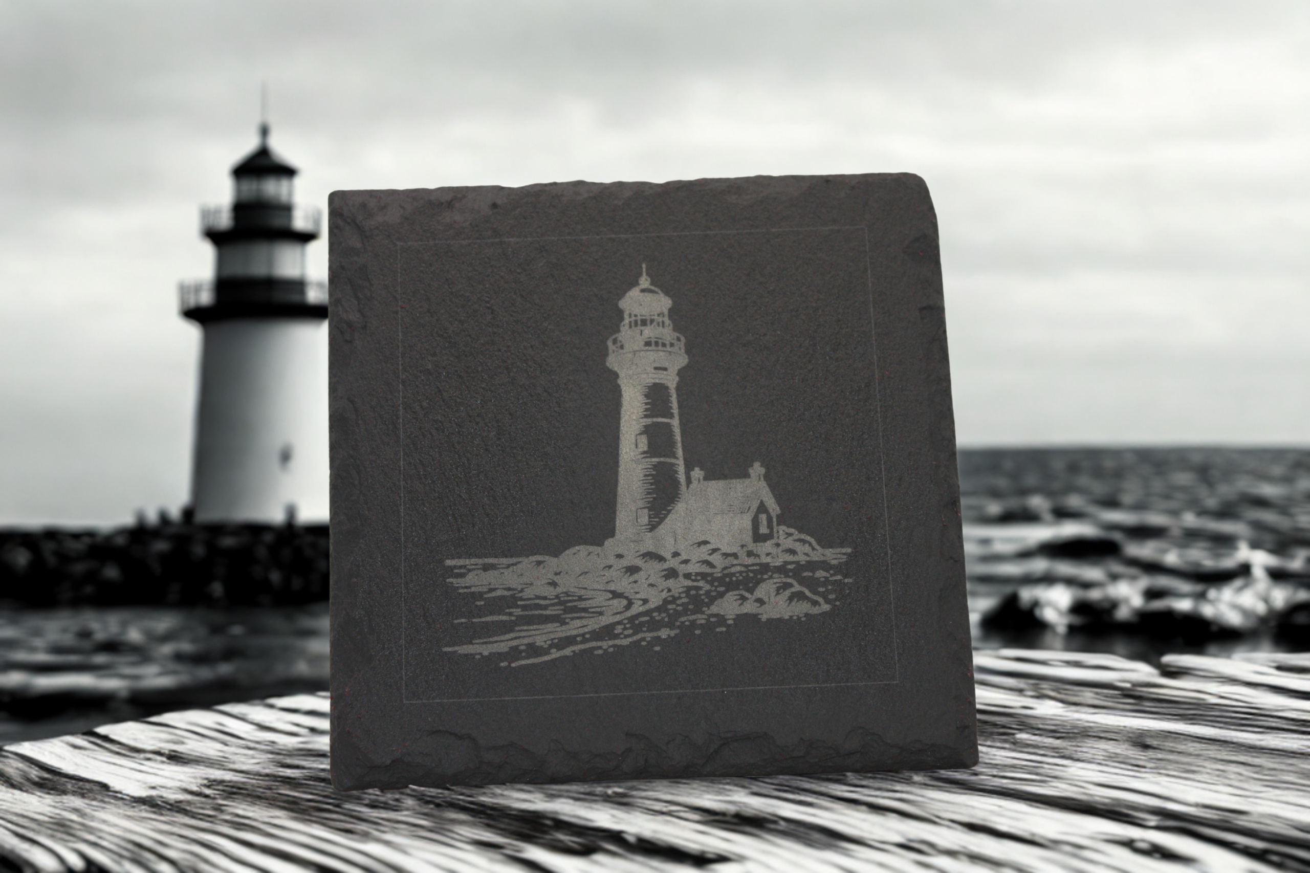 Engraved Slate Coasters Set of 4 - Lighthouse - Image 4