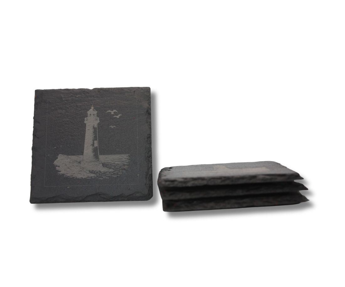 Engraved Slate Coasters Set of 4 - Lighthouse