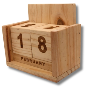 Engraved Wooden Perpetual Desk Calendar – Minimal