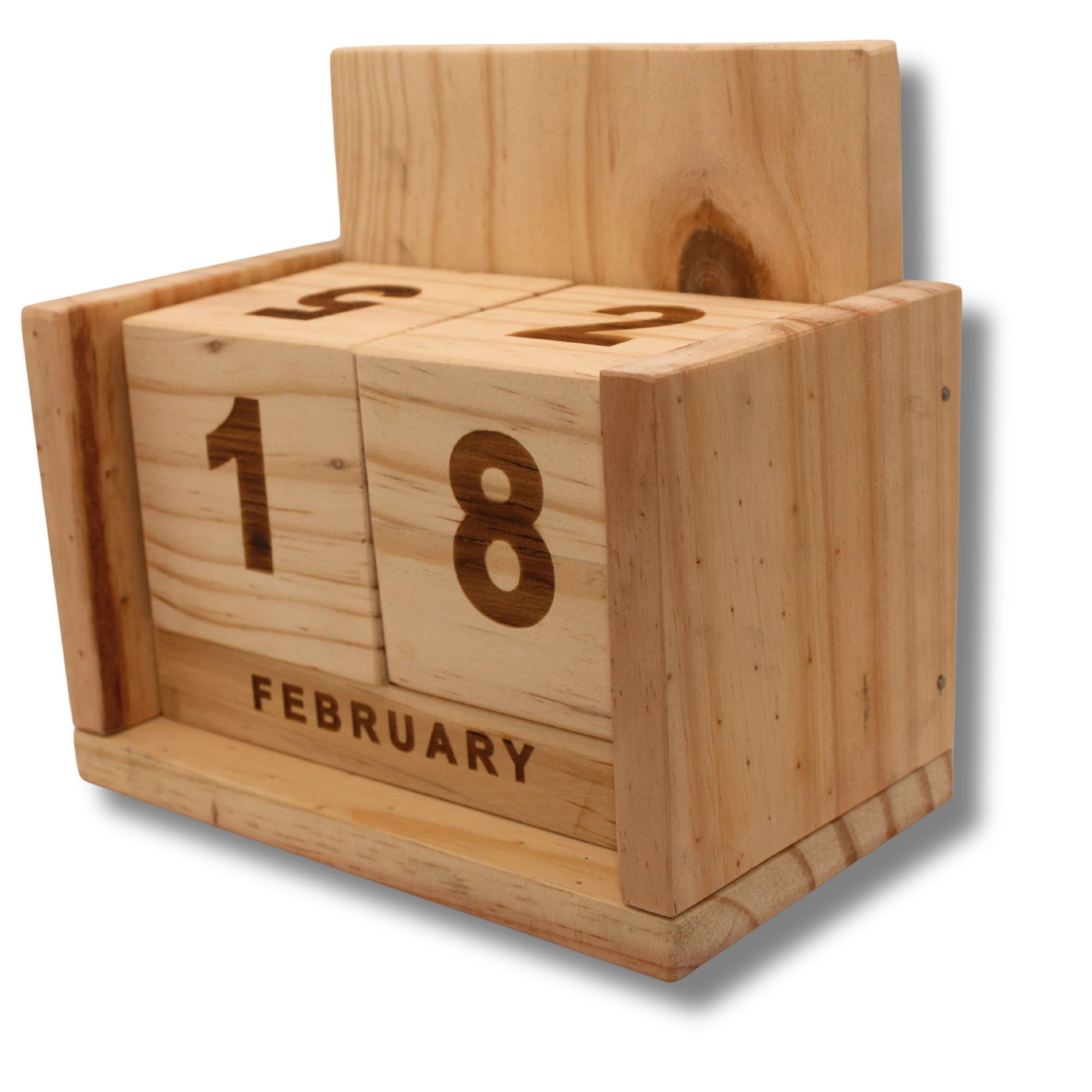 Engraved Wooden Perpetual Desk Calendar – Minimal