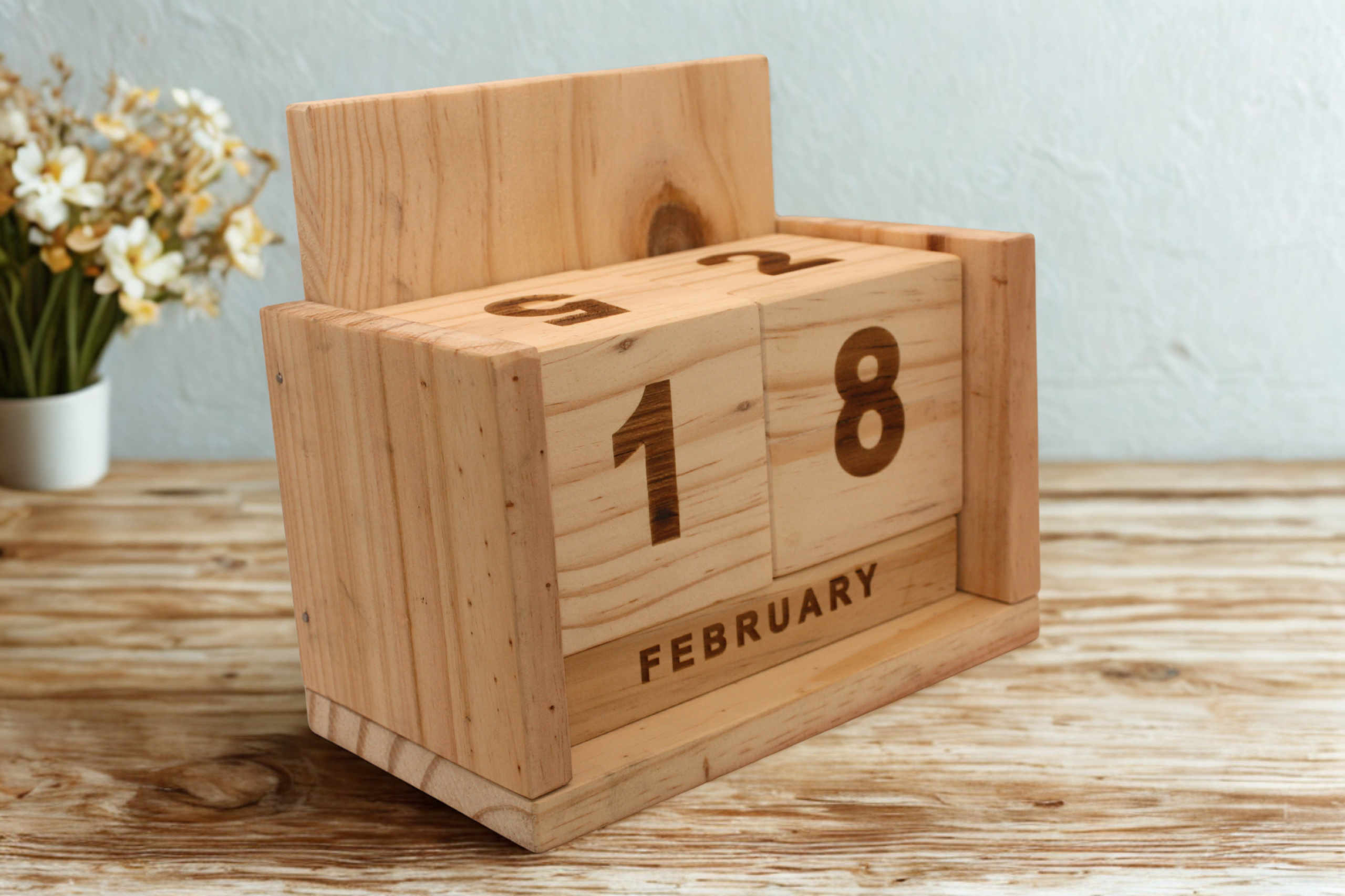 Engraved Wooden Perpetual Desk Calendar – Minimal - Image 3