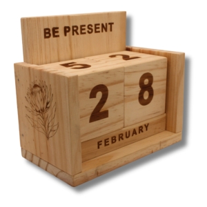 Engraved Wooden Perpetual Desk Calendar – Be Present